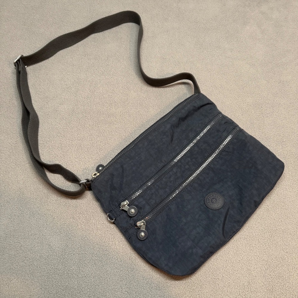 Kipling Crossbody Bag Nylon Multi Zip Travel‎ Purse Navy Blue HB4061-4BT